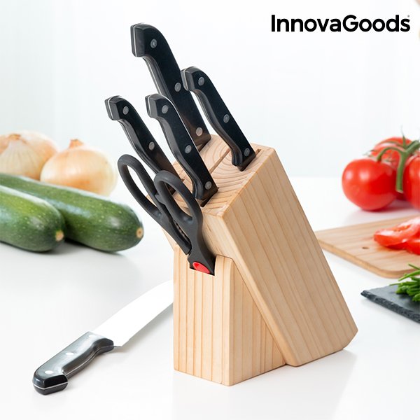InnovaGoods Knivblock i Trä (set med 6 styck)